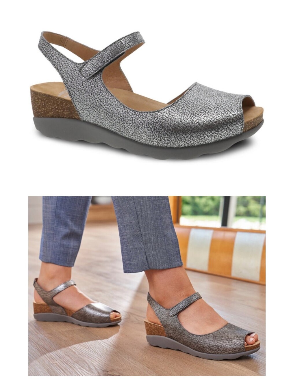 Dansko Marcy Women's Sandals Pewter Metallic Adjustable Size 39